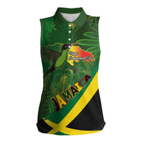Jamaica Independence Day Women Sleeveless Polo Shirt Swallow-tail Hummingbird Tropical Plants and National Flag - Wonder Print Shop