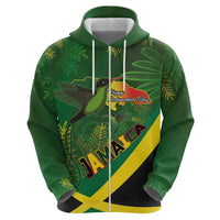 Jamaica Independence Day Zip Hoodie Swallow-tail Hummingbird Tropical Plants and National Flag - Wonder Print Shop