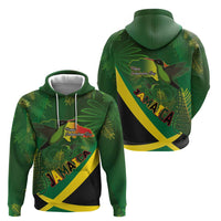 Jamaica Independence Day Zip Hoodie Swallow-tail Hummingbird Tropical Plants and National Flag - Wonder Print Shop