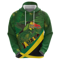 Jamaica Independence Day Zip Hoodie Swallow-tail Hummingbird Tropical Plants and National Flag - Wonder Print Shop
