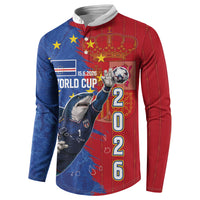 Custom Cape Verde Football 2026 Debut Button Sweatshirt Blue Sharks Stand Strong