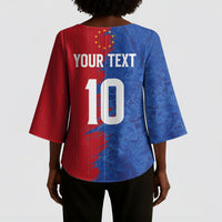 Custom Cape Verde Football 2026 Debut Kimono Sleeve Blouse Blue Sharks Stand Strong