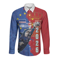 Custom Cape Verde Football 2026 Debut Long Sleeve Button Shirt Blue Sharks Stand Strong