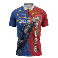 Custom Cape Verde Football 2026 Debut Zipper Polo Shirt Blue Sharks Stand Strong
