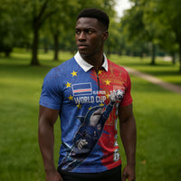 Custom Cape Verde Football 2026 Debut Zipper Polo Shirt Blue Sharks Stand Strong