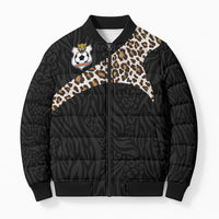 Custom DR Congo Football Bomber Puffer Jacket Leopards Texture Wild Black