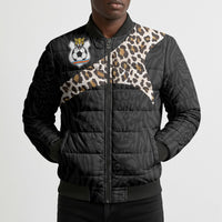 Custom DR Congo Football Bomber Puffer Jacket Leopards Texture Wild Black