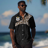 Custom DR Congo Football Hawaiian Shirt Leopards Texture Wild Black
