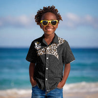 Custom DR Congo Football Kid Hawaiian Shirt Leopards Texture Wild Black