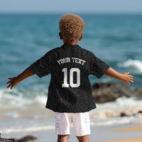 Custom DR Congo Football Kid Hawaiian Shirt Leopards Texture Wild Black