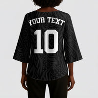 Custom DR Congo Football Kimono Sleeve Blouse Leopards Texture Wild Black