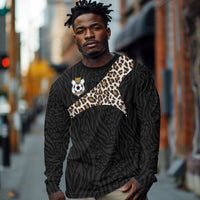 Custom DR Congo Football Long Sleeve Shirt Leopards Texture Wild Black