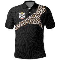 Custom DR Congo Football Polo Shirt Leopards Texture Wild Black