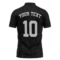 Custom DR Congo Football Zipper Polo Shirt Leopards Texture Wild Black