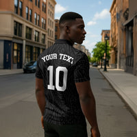 Custom DR Congo Football Zipper Polo Shirt Leopards Texture Wild Black