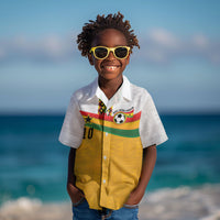 Custom Ghana Football Kid Hawaiian Shirt Abstract Flag and Kente Pattern