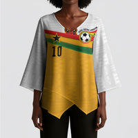 Custom Ghana Football Kimono Sleeve Blouse Abstract Flag and Kente Pattern