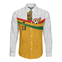 Custom Ghana Football Long Sleeve Button Shirt Abstract Flag and Kente Pattern