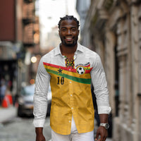 Custom Ghana Football Long Sleeve Button Shirt Abstract Flag and Kente Pattern