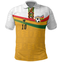 Custom Ghana Football Polo Shirt Abstract Flag and Kente Pattern