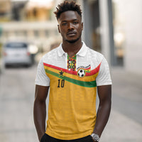 Custom Ghana Football Polo Shirt Abstract Flag and Kente Pattern