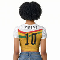 Custom Ghana Football Raglan Cropped T shirt Abstract Flag and Kente Pattern