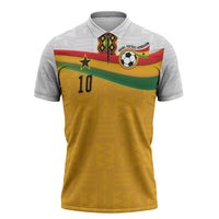 Custom Ghana Football Zipper Polo Shirt Abstract Flag and Kente Pattern