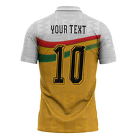 Custom Ghana Football Zipper Polo Shirt Abstract Flag and Kente Pattern