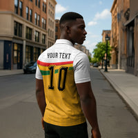Custom Ghana Football Zipper Polo Shirt Abstract Flag and Kente Pattern