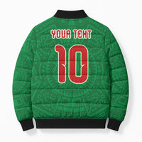 Custom Mexico Football Bomber Puffer Jacket Remixed Mexico Aztec Pattern Tribal Style