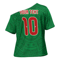 Custom Mexico Football Cross Shoulder Shirt Remixed Mexico Aztec Pattern Tribal Style