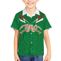 Custom Mexico Football Kid Hawaiian Shirt Remixed Mexico Aztec Pattern Tribal Style