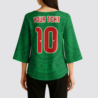 Custom Mexico Football Kimono Sleeve Blouse Remixed Mexico Aztec Pattern Tribal Style