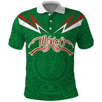 Custom Mexico Football Polo Shirt Remixed Mexico Aztec Pattern Tribal Style