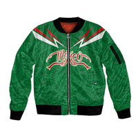 Custom Mexico Football Sleeve Zip Bomber Jacket Remixed Mexico Aztec Pattern Tribal Style