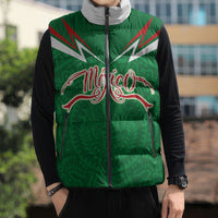 Custom Mexico Football Sleeveless Puffer Jacket Remixed Mexico Aztec Pattern Tribal Style