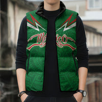Custom Mexico Football Sleeveless Puffer Jacket Remixed Mexico Aztec Pattern Tribal Style