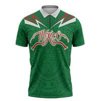 Custom Mexico Football Zipper Polo Shirt Remixed Mexico Aztec Pattern Tribal Style