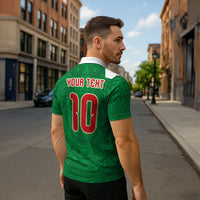Custom Mexico Football Zipper Polo Shirt Remixed Mexico Aztec Pattern Tribal Style