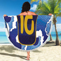 Custom Japan Pacific Rugby 2024 Beach Blanket Japanese Traditional Pattern and Sea Waves - Wonder Print Shop