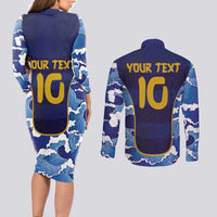 Custom Japan Pacific Rugby 2024 Couples Matching Long Sleeve Bodycon Dress and Long Sleeve Button Shirt Japanese Traditional Pattern and Sea Waves - Wonder Print Shop