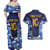 Custom Japan Pacific Rugby 2024 Couples Matching Off Shoulder Maxi Dress and Hawaiian Shirt Japanese Traditional Pattern and Sea Waves - Wonder Print Shop
