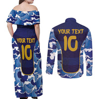 Custom Japan Pacific Rugby 2024 Couples Matching Off Shoulder Maxi Dress and Long Sleeve Button Shirt Japanese Traditional Pattern and Sea Waves - Wonder Print Shop