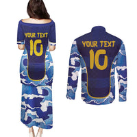 Custom Japan Pacific Rugby 2024 Couples Matching Puletasi and Long Sleeve Button Shirt Japanese Traditional Pattern and Sea Waves - Wonder Print Shop