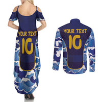 Custom Japan Pacific Rugby 2024 Couples Matching Summer Maxi Dress and Long Sleeve Button Shirt Japanese Traditional Pattern and Sea Waves - Wonder Print Shop