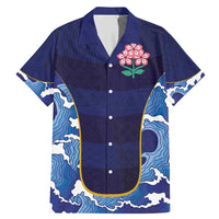 Custom Japan Pacific Rugby 2024 Family Matching Mermaid Dress and Hawaiian Shirt Japanese Traditional Pattern and Sea Waves - Wonder Print Shop