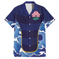 Custom Japan Pacific Rugby 2024 Family Matching Puletasi and Hawaiian Shirt Japanese Traditional Pattern and Sea Waves - Wonder Print Shop