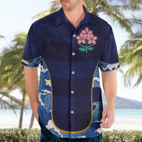 Custom Japan Pacific Rugby 2024 Hawaiian Shirt Japanese Traditional Pattern and Sea Waves - Wonder Print Shop