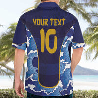 Custom Japan Pacific Rugby 2024 Hawaiian Shirt Japanese Traditional Pattern and Sea Waves - Wonder Print Shop