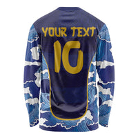 Custom Japan Pacific Rugby 2024 Long Sleeve Shirt Japanese Traditional Pattern and Sea Waves - Wonder Print Shop